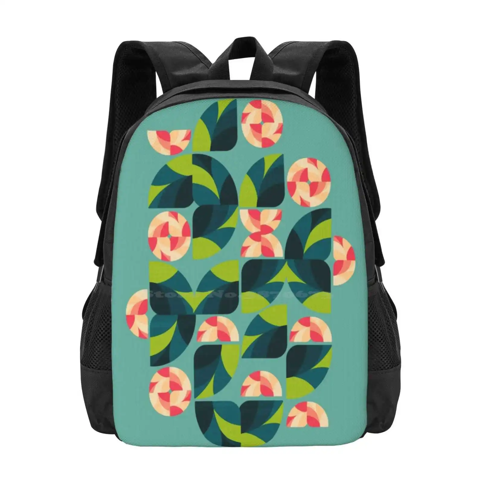 

Wild Roses Hot Sale Schoolbag Backpack Fashion Bags Abstract Pattern Vintage Retro Nature Flowers Roses Geometry Geometrical