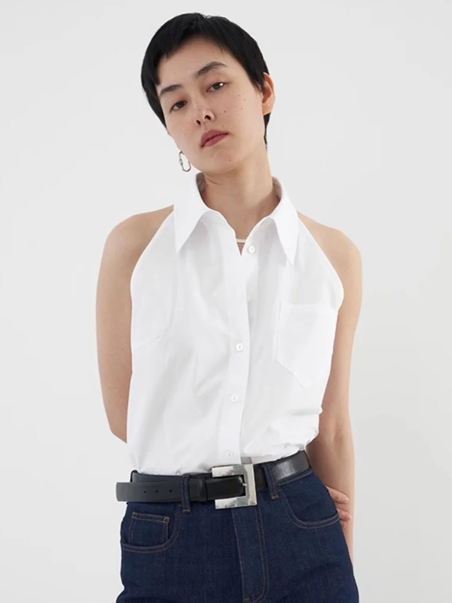 Oulder Digging Design Sensation haut de gamme Svel irt Femme Printemps Été Léger Luxe Haut Blanc Coréen Sle L...