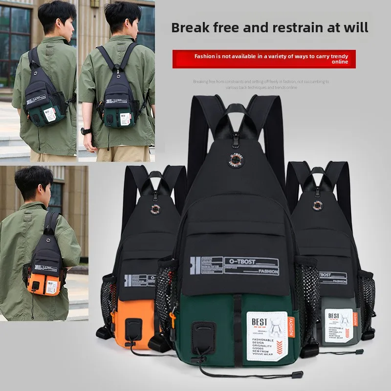 Men's Oxford Cloth Chest Bag Backpack 2 in 1 Outdoor Leisure Men's Shoulder bag Portable Crossbody Bags Waist Bags Handbag bolso