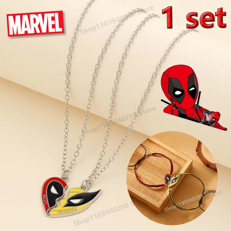 1 set Disney Deadpool Necklace Cute Cartoon Bracelet Kawaii Fashion Accessories for Women Man Jewelry New Year Friend Gifts