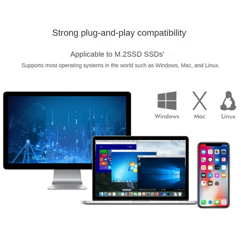M.2 NVMe SATA SSD External Enclosure Type-C USB3.1 Gen2 10Gbps SSD Case Dual Protocol SSD Hard Disk Box for SSD