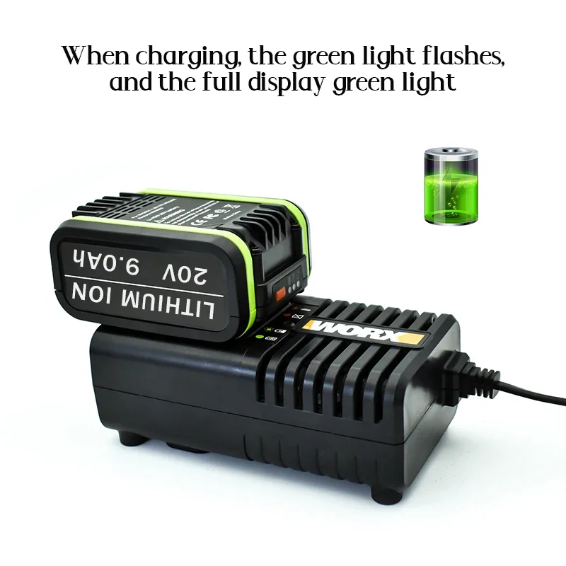 9,0 Ah pro WORX 20V vysokokapacitní lithium-iontovou baterii WA3551 WA3551.1 WA3553 WA3641 WX373 WX390 dobíjecí baterie pro nářadí - náhled 2