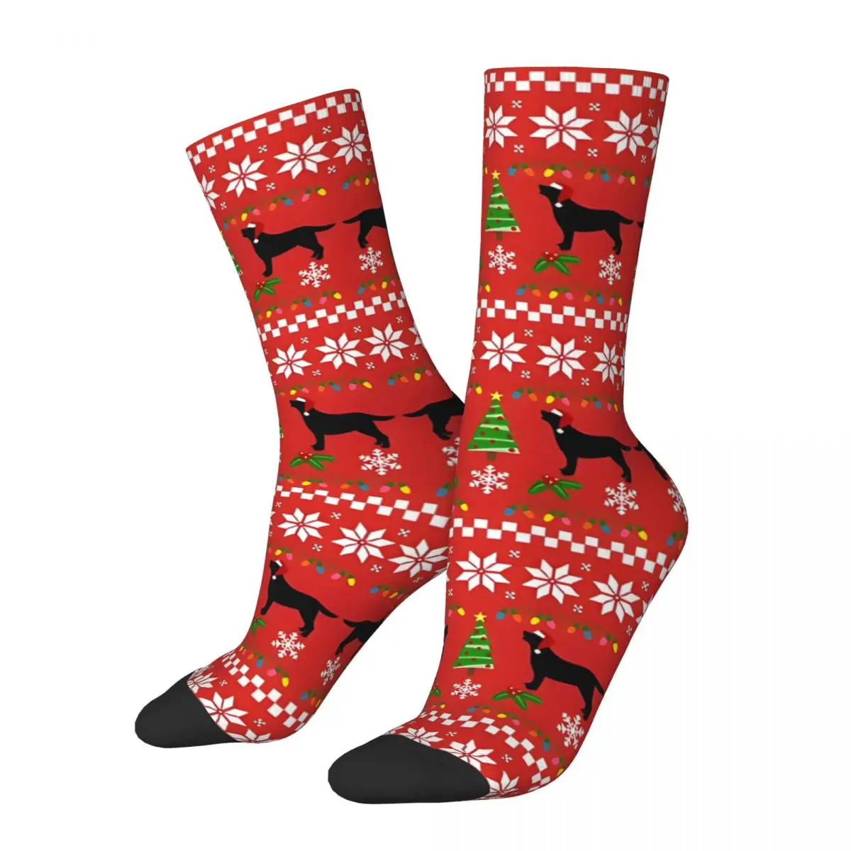 Black Labrador Men's Socks Vintage Harajuku Christmas Street Style Novelty Pattern Crew Sock