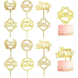 10/20Pcs 14cm Happy Birthday Cake Topper Acrylic Letter Cake Toppers Party Supplies Happy Birthday Black Cake Decorations