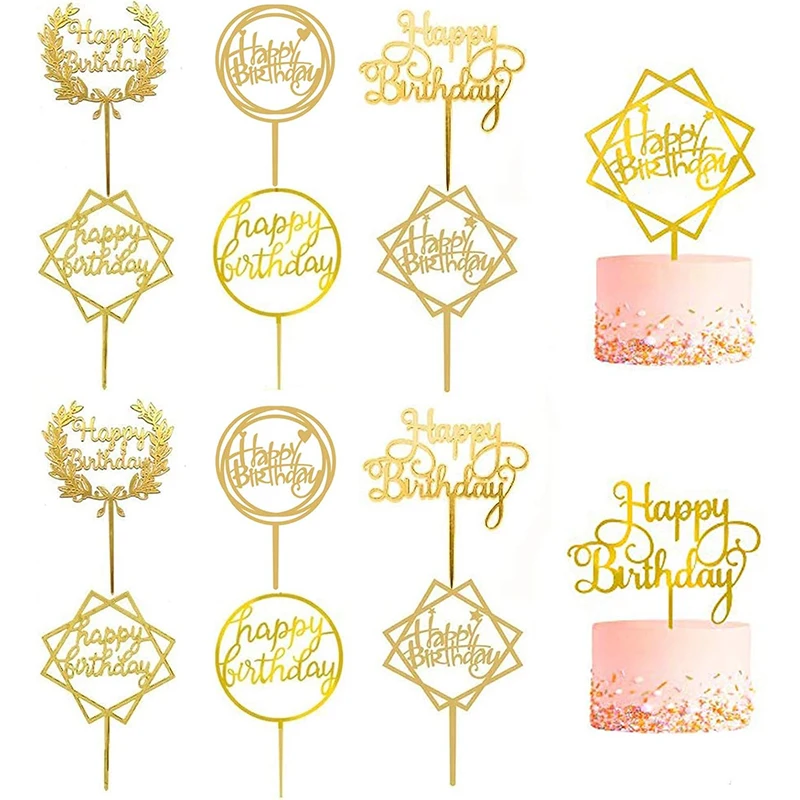 10/20Pcs 14cm Happy Birthday Cake Topper Acrylic Letter Cake Toppers Party Supplies Happy Birthday Black Cake Decorations