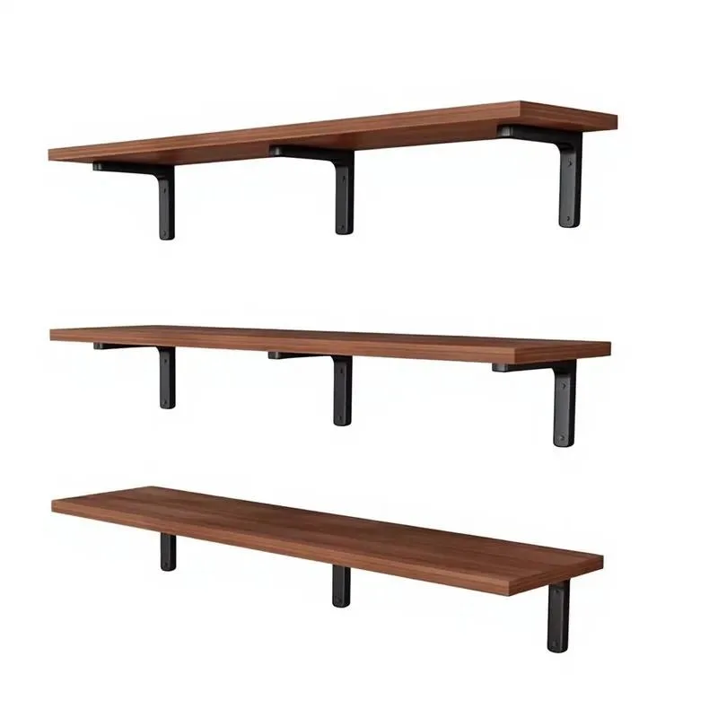 Modern Minimalist Wall Mounted Rectangular Kitchen Storage Rack Wood Panel Hanging Shelf Straight Board Bracket