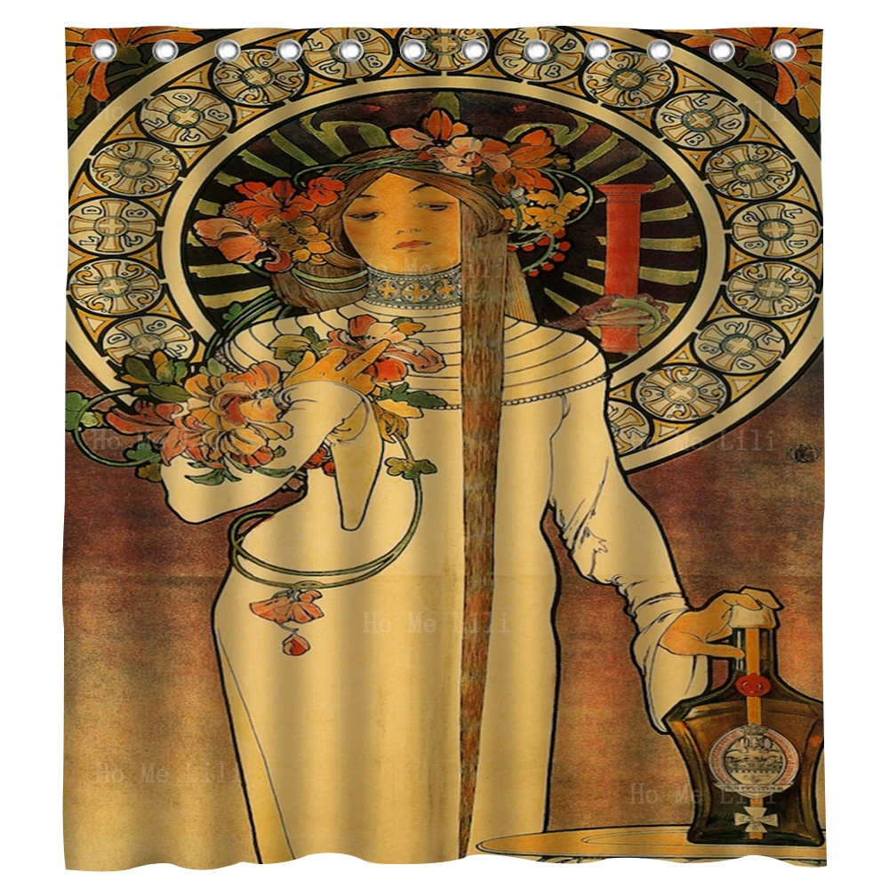 Art Nouveau The Trappistine Monaco Monte-Carlo Retro Advertising Posters Shower Curtain By Ho Me Lili Bathroom Decor