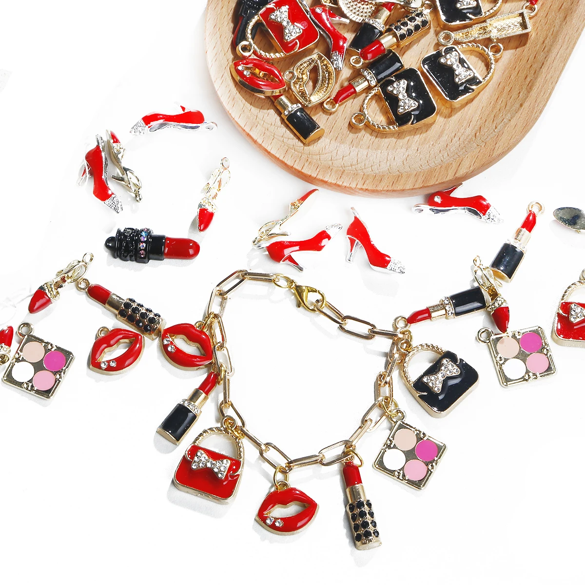 About10Pcs immediately mixed oil dripping alloy small pendants, handmade DIY beaded bracelets, necklaces, clothing pendants, jew