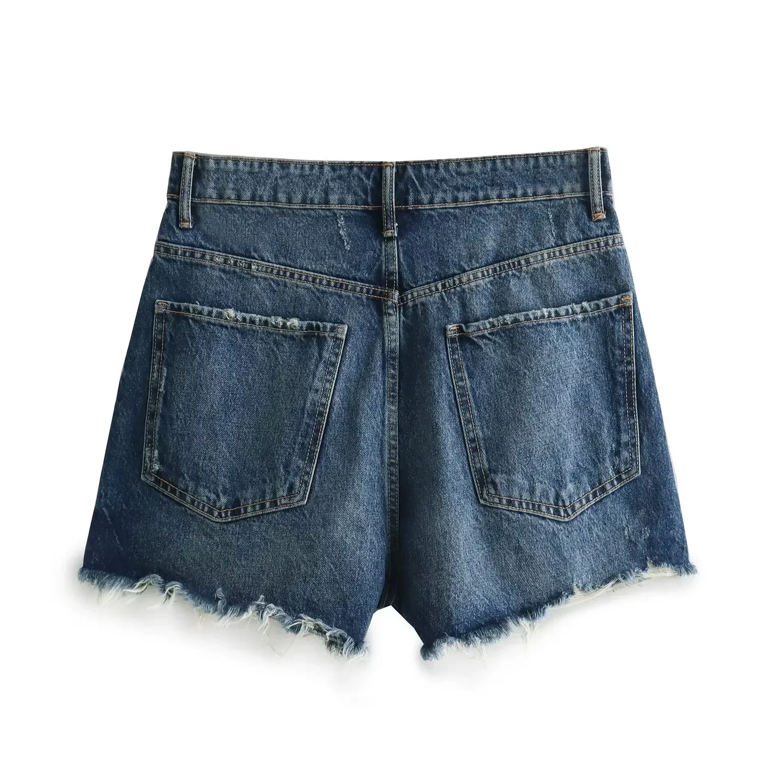 Women's New Chic Fashion Broken hole decoration Casual denim shorts Retro high waisted side pockets Women's shorts Mujer