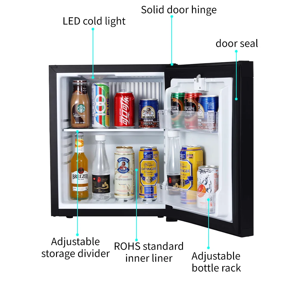 25L Noiseless Portable Electric Hotel Minibar & Mini Fridge Stainless Steel CE/CB Certified Household Use ODM Service Available