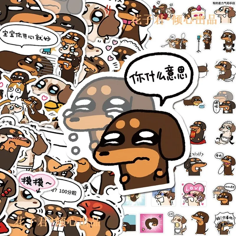 65 szt. Naklejek dekoracyjnych z motywem kreskówkowym, z motywem jamnika, kreatywne graffiti