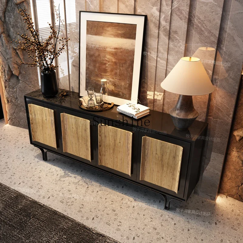 

Medieval style solid wood entrance high-end villa living room storage decorative cabinet FT