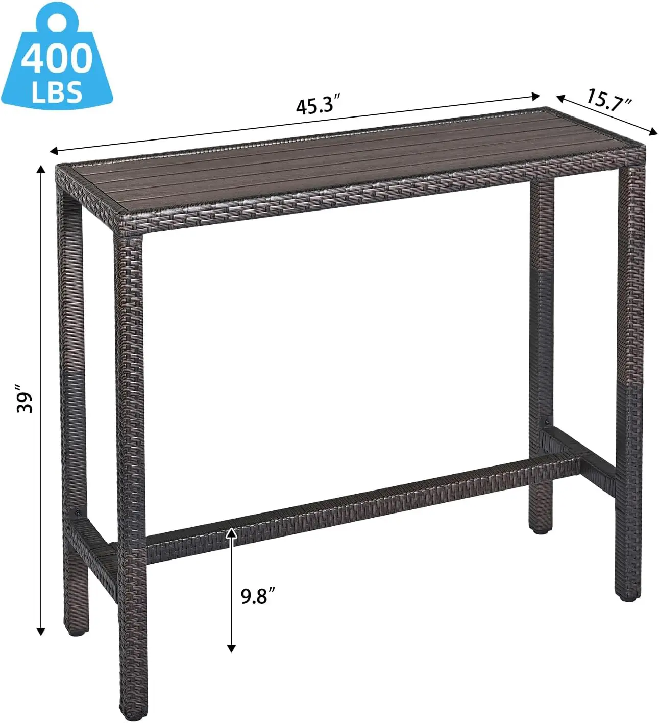 Outdoor Bar Table Patio Counter Height Table 45