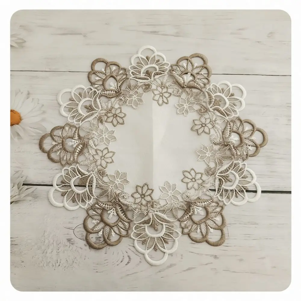 Modern Polyester Lace Placemat Water Soluble Floral Embroidery Table Mat Exquisite Decorative Coaster For Home Dining Table