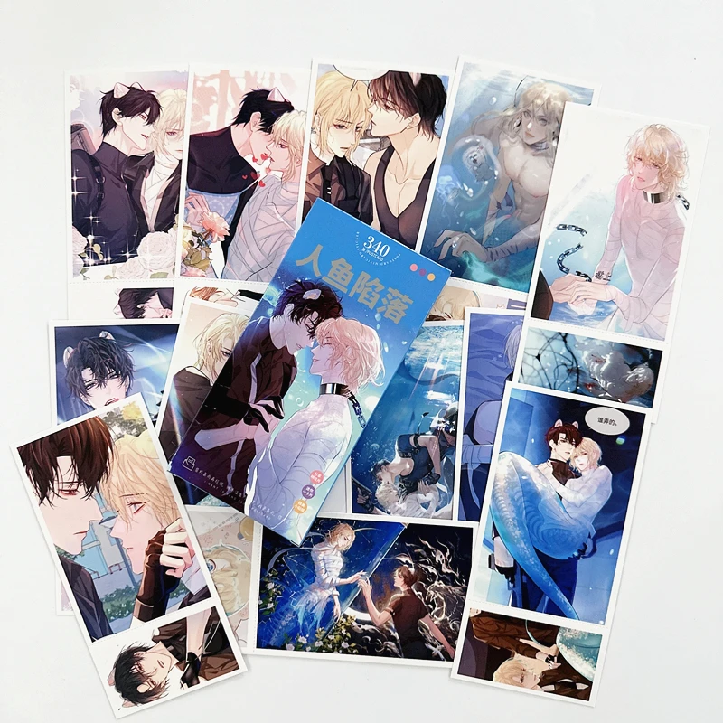 

340 Pcs/Set Large Postcard Featuring Anime Characters Bai Chunian , Lan Bo 'The Falling Merman' Comic Greeting Message Cards