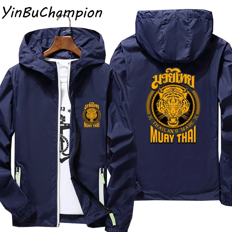 Men's Women Muay Thai Tiger Thailand Hooded Bomber Zipper Thin Sunscreen Windbreaker Skin Coat Jacket t shirt Pilot Cycling 7XL