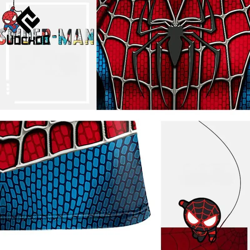 Spider Cosplay Costume for Men Superheroes T-Shirts Red Blue Long Sleeve Compression Shirt Workout Tops Male Fashion Clothes
