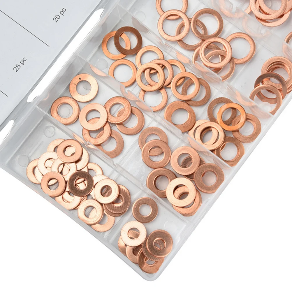 110pcs Useful Copper Washer Copper Gasket Oil Drain Plug Gasket Oil Seal Gasket Sealing Washer