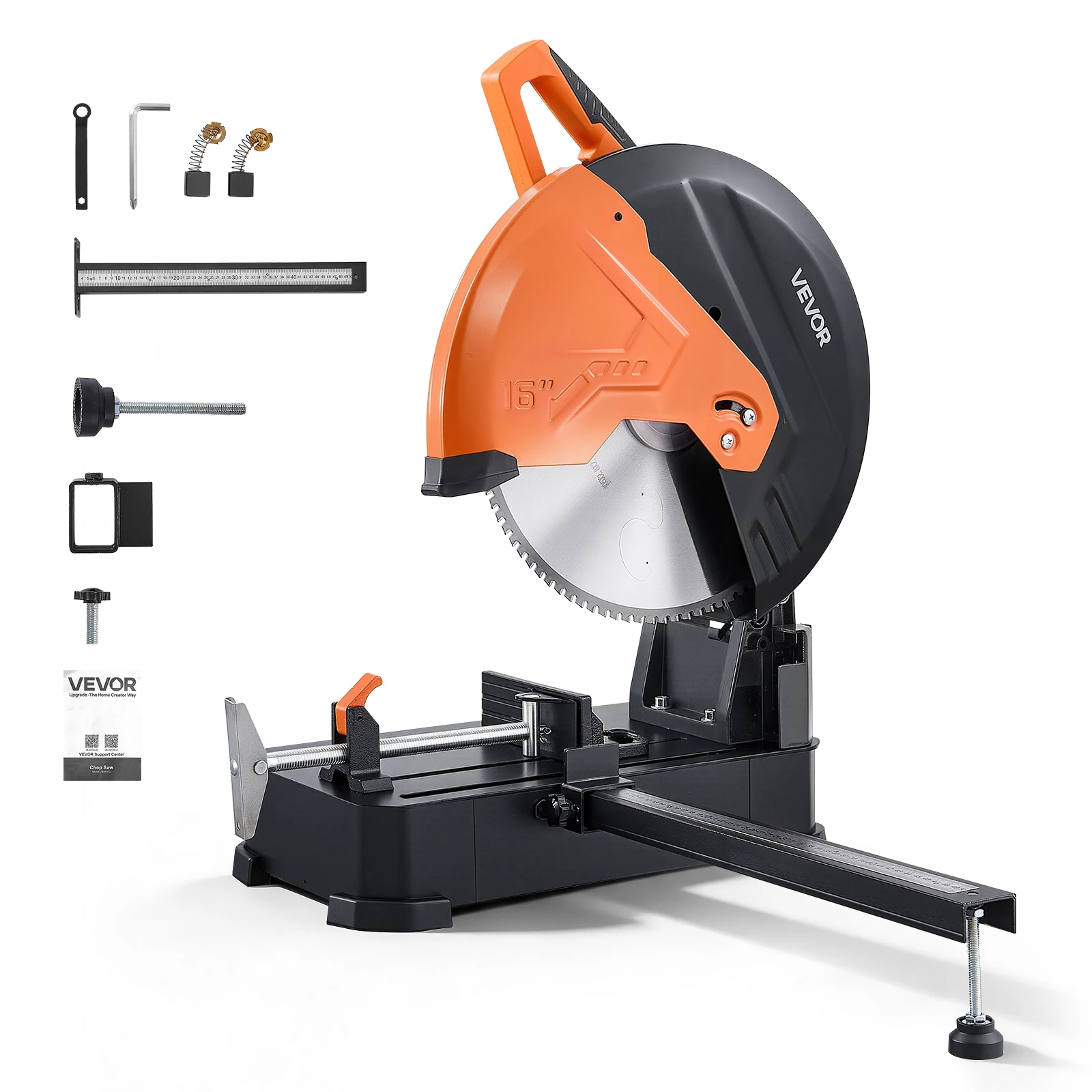 VEVOR 2800/3000W Chop Saw 14/16-inch Cold Cut Blade For Cutting Metal -45° to 45° Adjustable Angle with Thickened Blade Guard