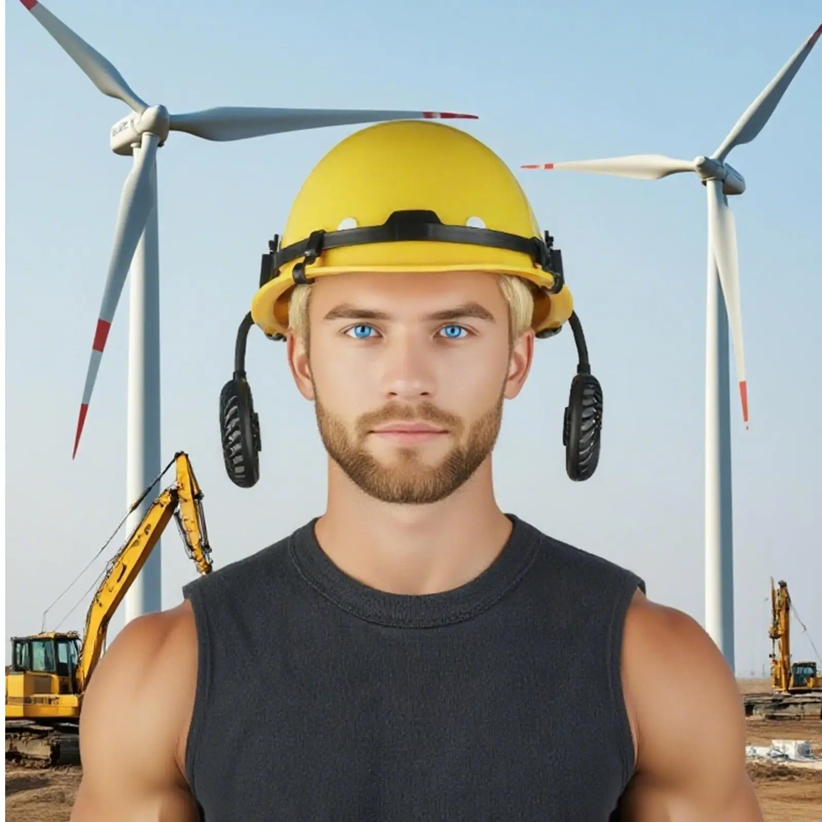 

Adult Helmet Ventilated Work Helmet Ergonomic Headgear Adjustable Angle Fan For Construction Site Forestry Home Improvement Tree