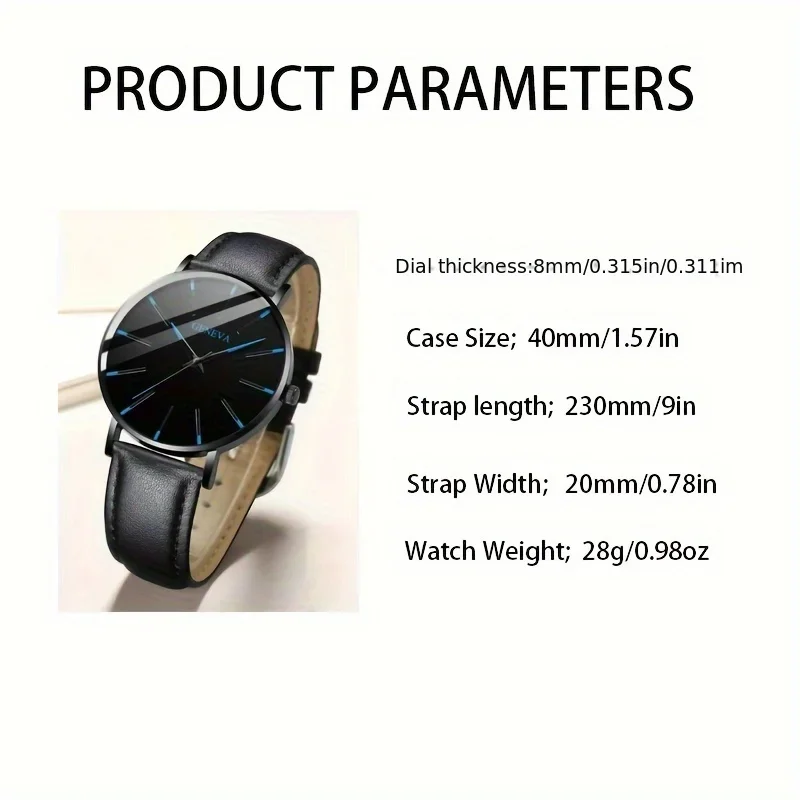 メンズクォーツ腕時計、ブレスレットとネックレス、ギフトに最適、セットあたり3個