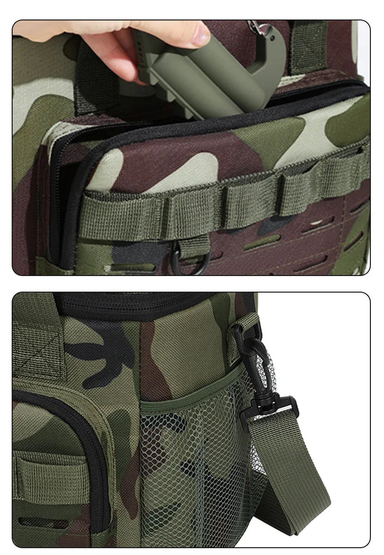 Tarnfarbene Outdoor-Picknicktasche mit doppelter Schicht, tragbare Isoliertasche, Camping-Lunchbag mit großem Fassungsvermögen, Outdoor-Kühltasche, Lunchbox – Detail 10