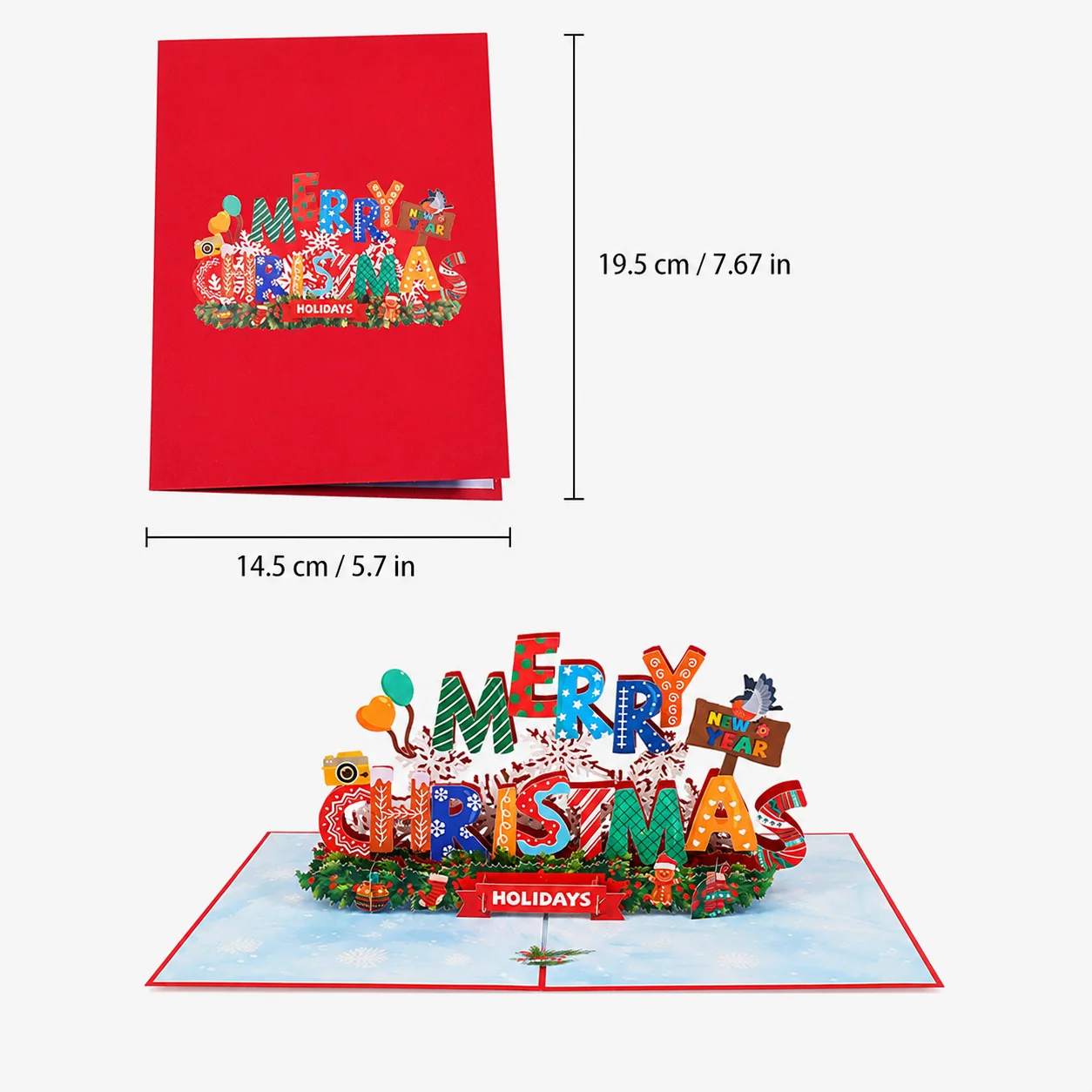 3D Pop Up Christmas Card New Year Holiday Greeting Card, Premium Card Stock Pop Up Paper Art, Memorable Keepsake for Xmas Party
