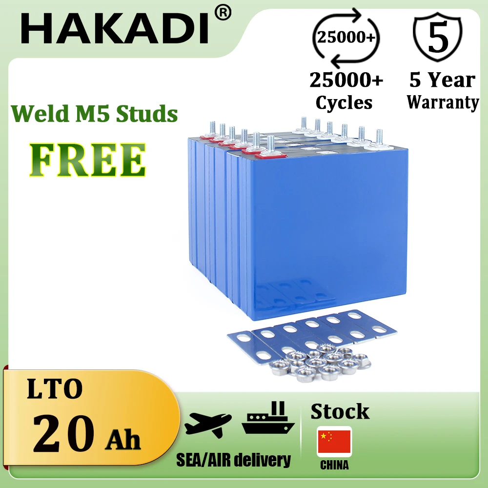 HAKADI 2.3V 20Ah Rechargeable LTO Prismatic Batteries Original TOSHIBA Cell High Rate Discharge 6-24PCS For Low Temperature