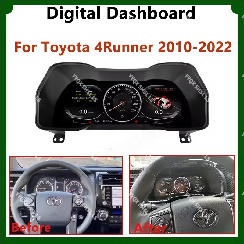 

LSH Car LCD Digital Cluster For Toyota 4Runner 2010-2022 Virtual Cockpit SpeedMeter Dash Screen LINUX Instrument Panel Unit