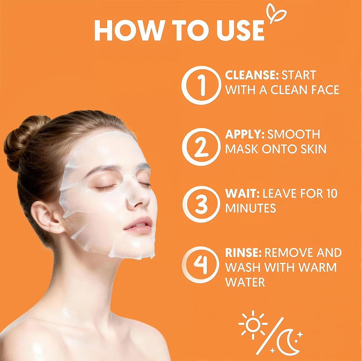 10-pack Vitamin C Brightening Facial Mask, Brightens Skin Tone, Deeply Hydrates and Moisturizes The Skin