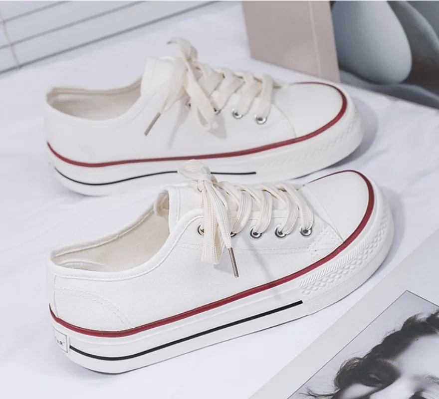 2026 New thick soled canvas shoes Girl summer breathable versatile low top casual board shoes  boy student Non-slip sports shoes