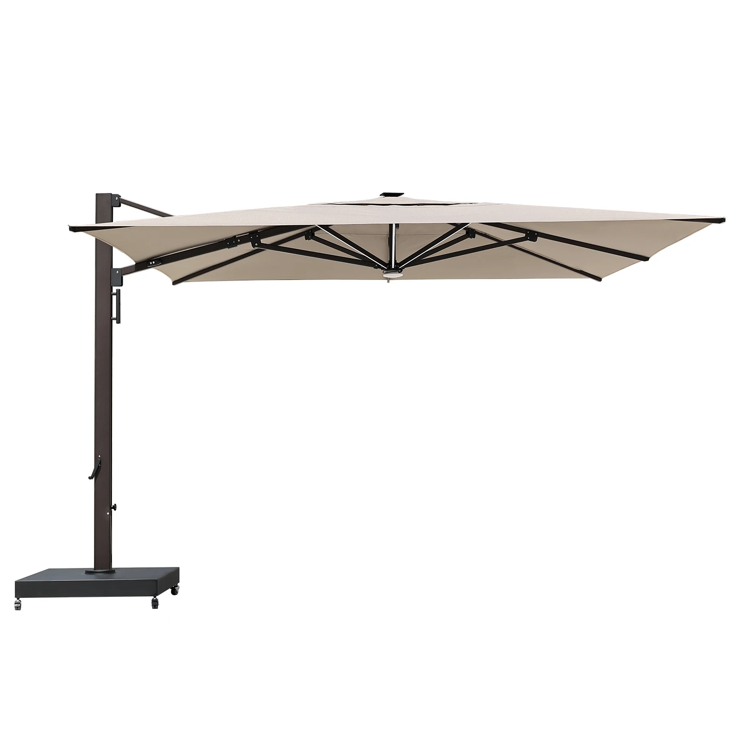 4x3m Heavy-duty Foldable Cantilever Sun Parasol Aluminum Frame Waterproof Anti-UV Outdoor Water Resistant Eco Friendly Park