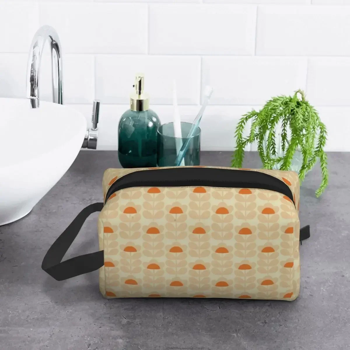 Personalizado orla kiely-saco cosmético laranja ervilha doce feminino bonito grande capacidade caso de maquiagem armazenamento de beleza sacos de higiene pessoal