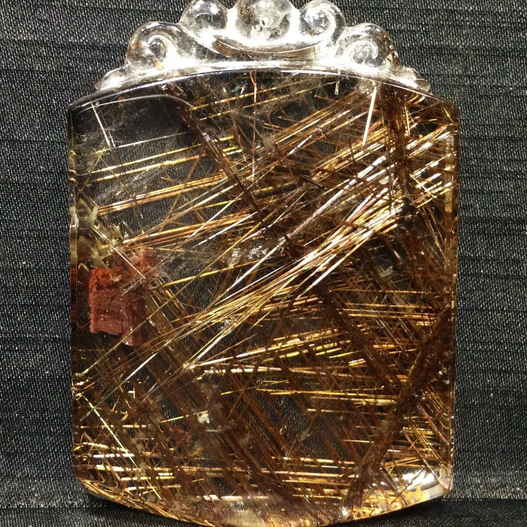 

Natural Copper Rutilated Quartz Pendant Flower Rutilated Quartz Jewelry 72.5*51*12mm Men Women Brazil AAAAAAA