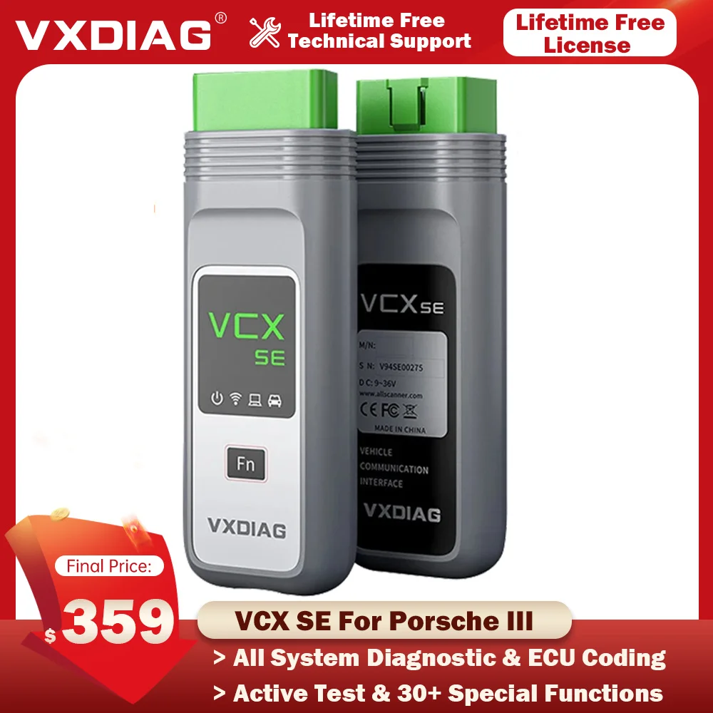 

New VXDIAG VCX SE VX608 SE For Porsche III Automatic OBD2 Scanner Diagnostic Tools ECU Programming Coding DoIP J2534 Protocol