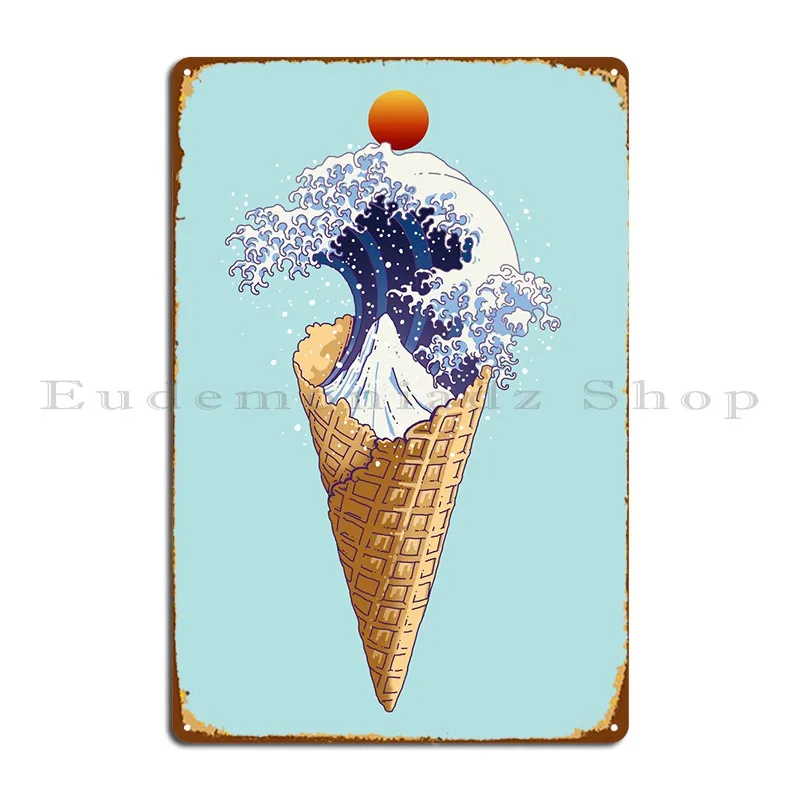 Kanagawa Ice Cream Metal Plaque Retro Retro Wall Mural Custom Cinema Tin Sign Poster