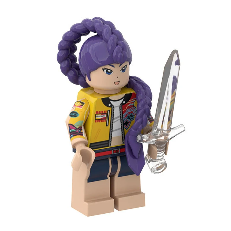 KPOP chasseurs de démons poupée de dessin animé blocs de construction Kawaii Mini figurine tête assemblage jouets jouets éducatifs pour enfants cadeau