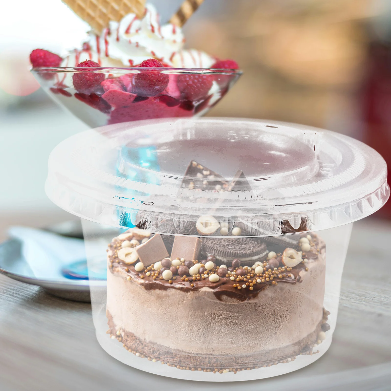 

50Pcs Small Dessert Cups with Lids High Lid Design for Turtles Jelly Pudding Takeout 250ml Cups Sauce Containers