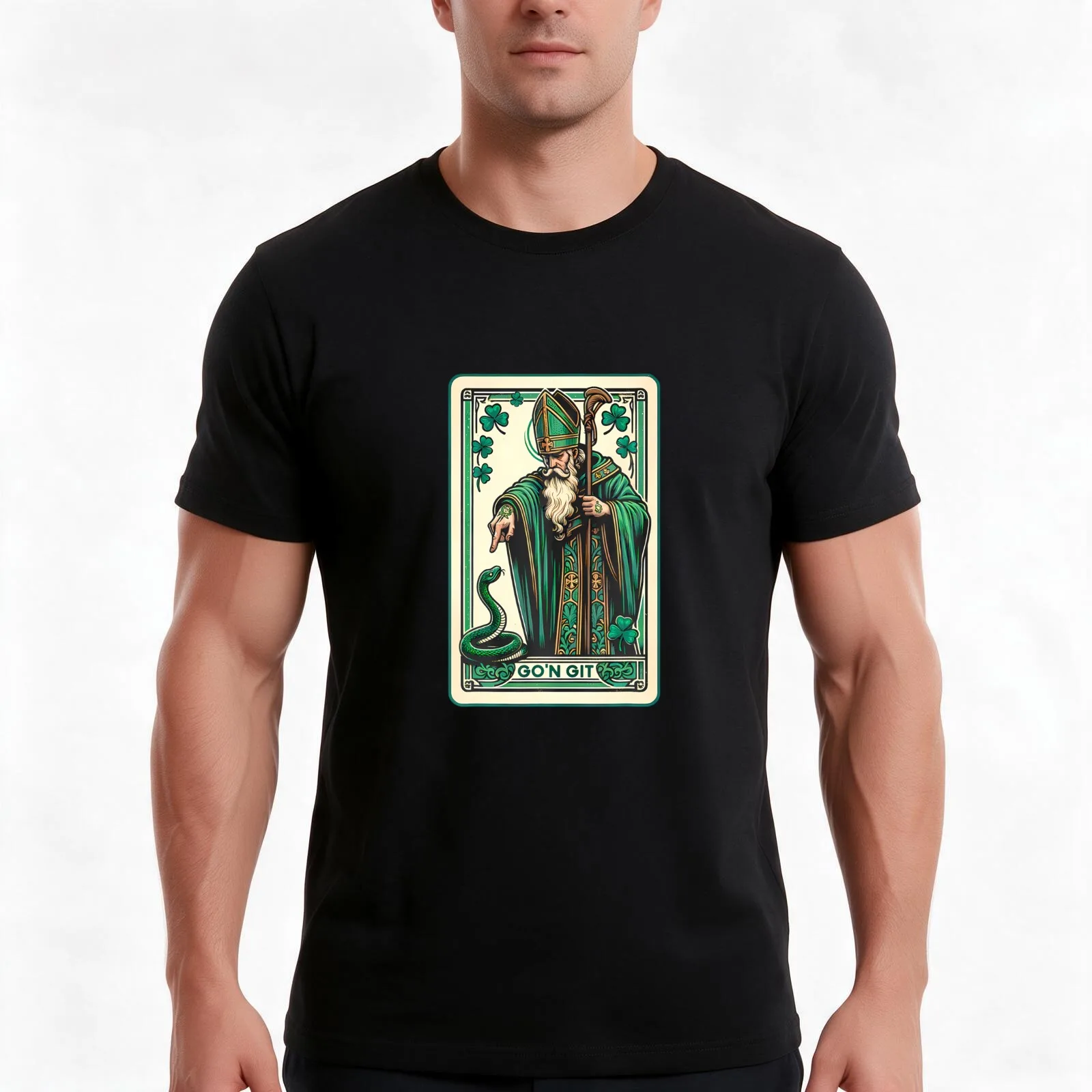 Tarot Card Funny St Patricks Day Tee Gon Git St Patrick T-Shirt Summer Casual Cotton Tee Unisex Men Women