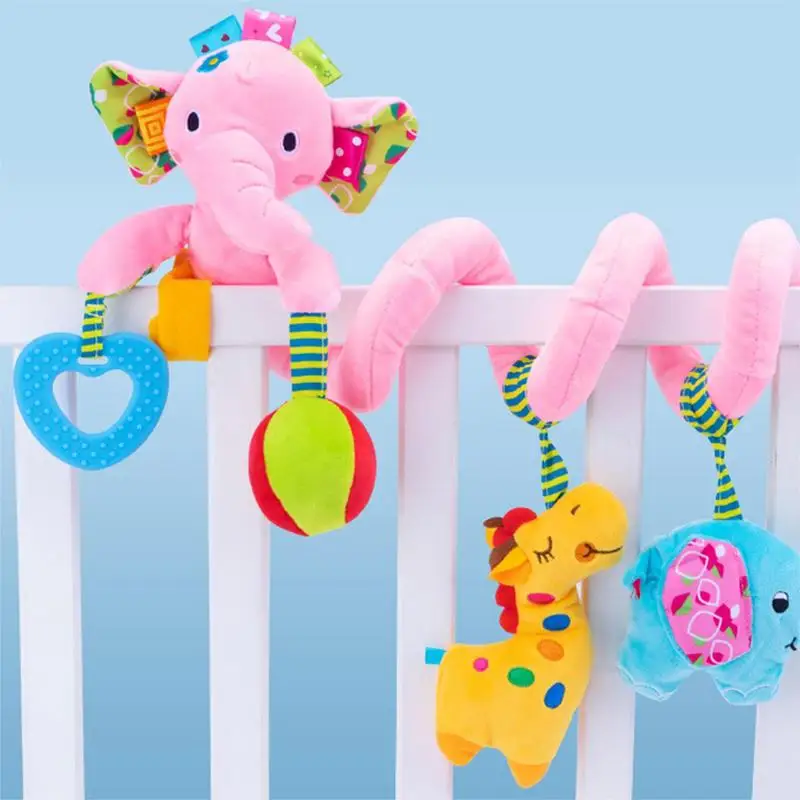 Autos itz Spielzeug Baby Spirale Rasseln weiches Babybett Bett Kinderwagen Spielzeug mit Quietscher Elefant Krippe Spirale Plüsch tier Neugeborenen Spielzeug