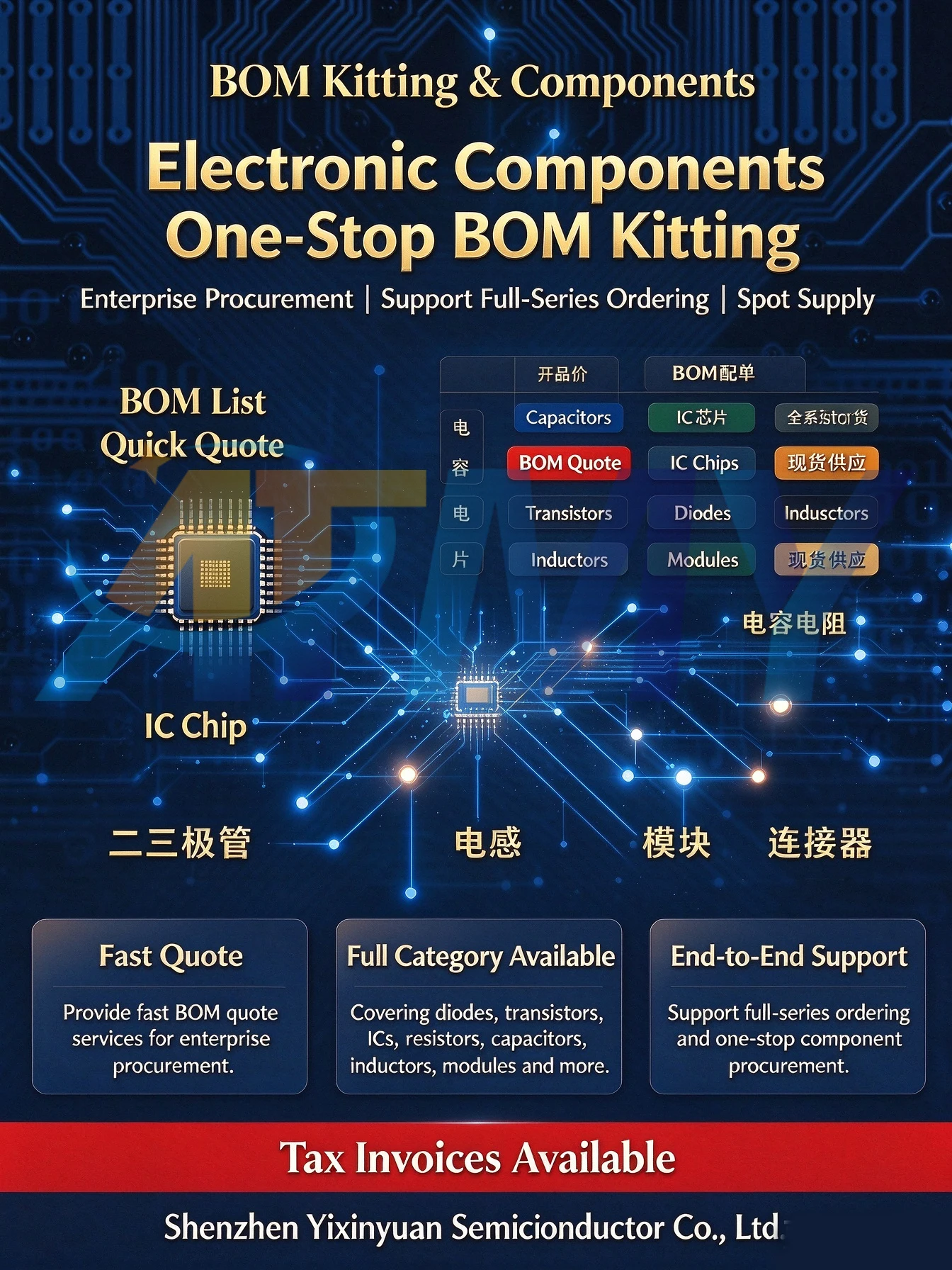 Electronic component BOM quotes, complete collection of electronic components, one-stop shopping for integrated circuit chips ic