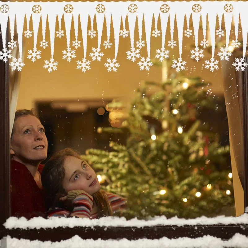 شريط ثلج من الفوم ، دلاية جليد ، زينة عيد ميلاد سعيد ، ثلج أبيض ، ديكور نافذة للمنزل ، 2: تزيين لكل قطعة #3