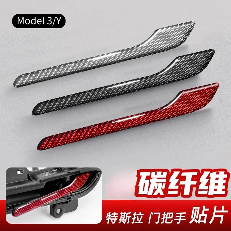 For Tesla Model 3 Y Carbon Fiber Door Handle Cover Sticker Protective Film Accessories