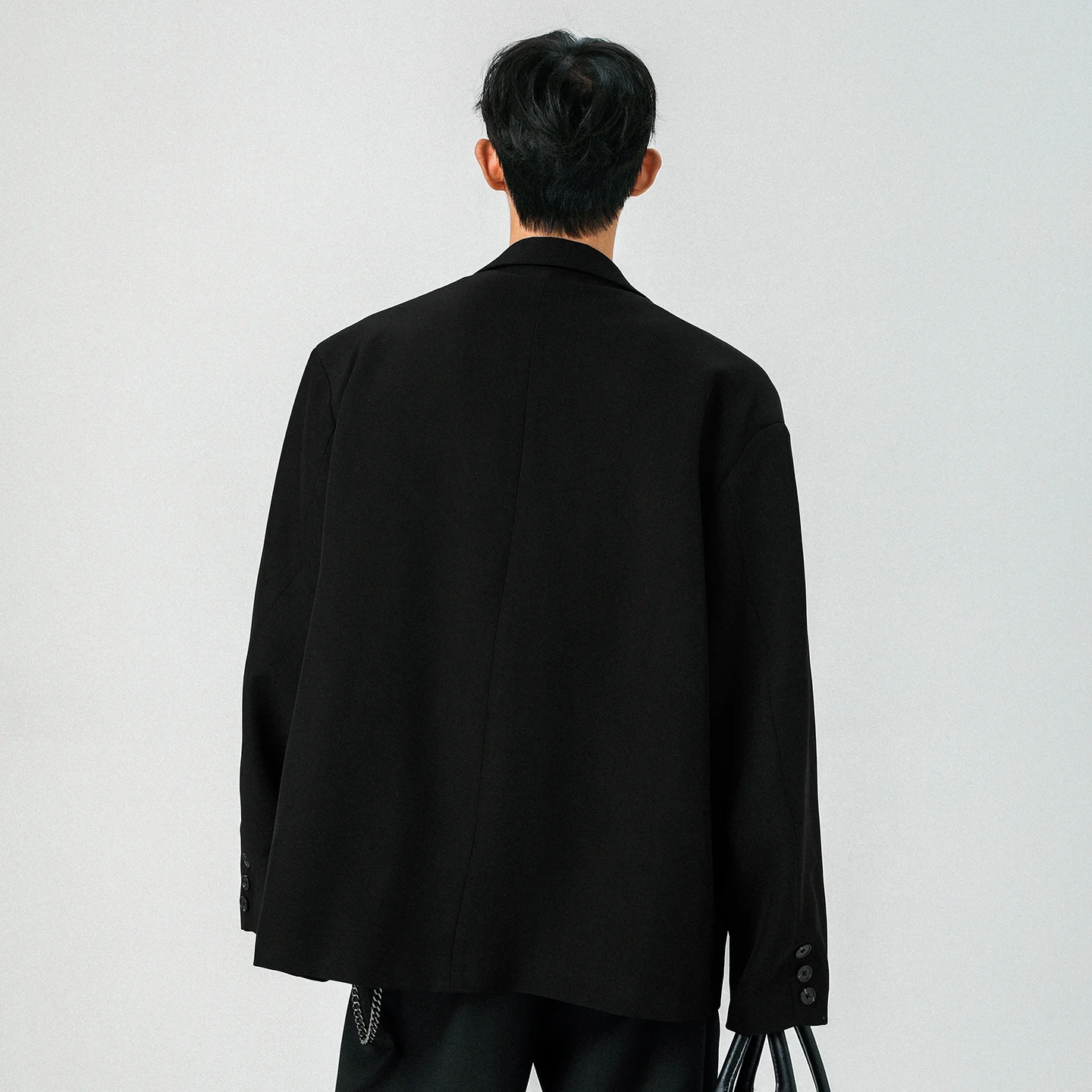Mens Oversized Blazer Jacket Korean Streetwear Loose Fit Casual Suit Coat City Boy Spliced Outerwear Y2K Baggy Clothes K-Fashion