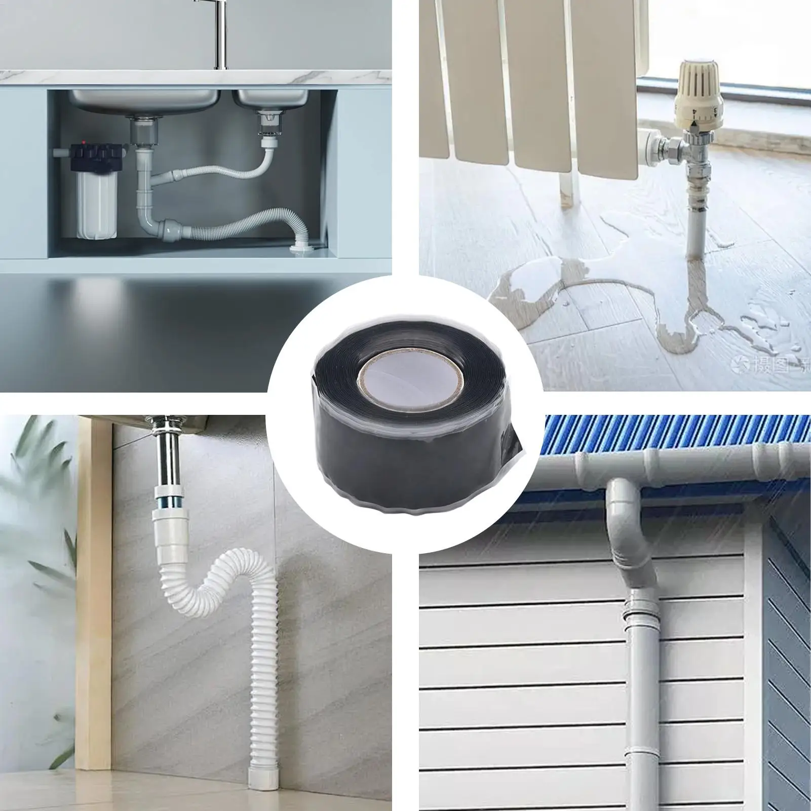 Silicone Rubber Tape Hose Repair Water Sealing Waterproof Tape 150cm Insulation Sealing Adhesive Wrap for Plumbing Automotive