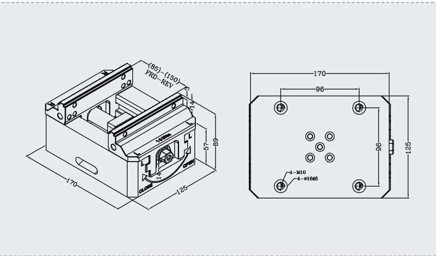 Style 4-axis 5-axis Universal Vice Precision HPEDM Lang Compatible Self Centering Vise H125 150mm for 5 Axis