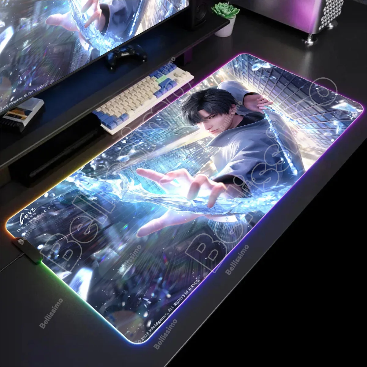 Mouse Pad Escritorio Accesorios Karakter Love And Deepspace yang Terkait dengan Pad Gaming Desk PC Accessories Anime Lighting Table Mat