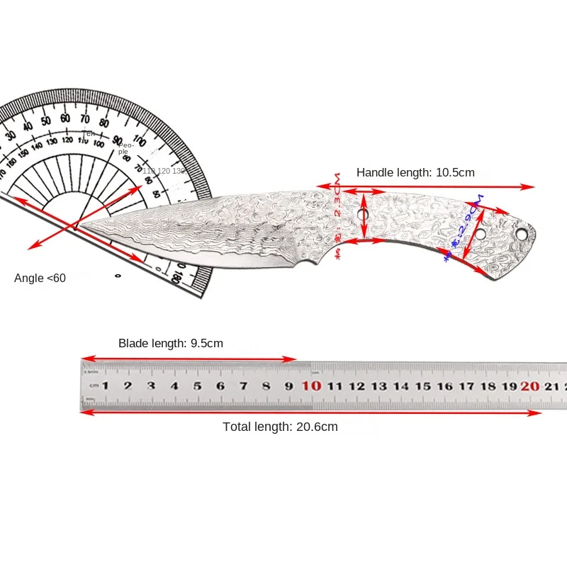 New Damascus Integrated Steel Fixed Blade Knife Embryo Outdoor Camping Survival Knifes Household DIY Semi-finished Blank Strip
