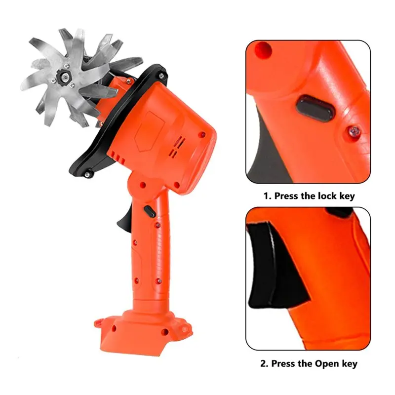 A98E-Cordless For 21V Battery Powered Electric Tiller Cultivator For Garden Vegetables Field And Greenhouse