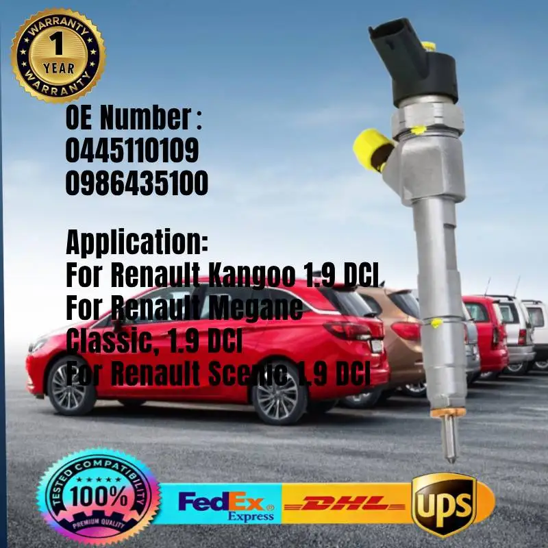 0445110109 0986435100 Common Rail Fuel Injector for Renault Kangoo  Renault Megane Classic Renault Scenic 1.9 DCI Engine F9Q 738